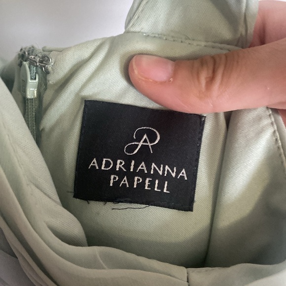 Adrianna Papell Draped One Shoulder Mint Flutter Mini Dress - Picture 6 of 8